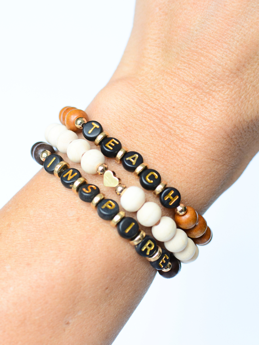Wood Style -Teach Inspire Stretch Bracelet