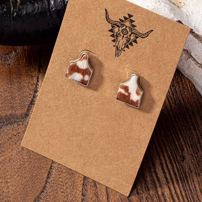 Cow Tag - Turquoise Stud Earrings: Turquoise