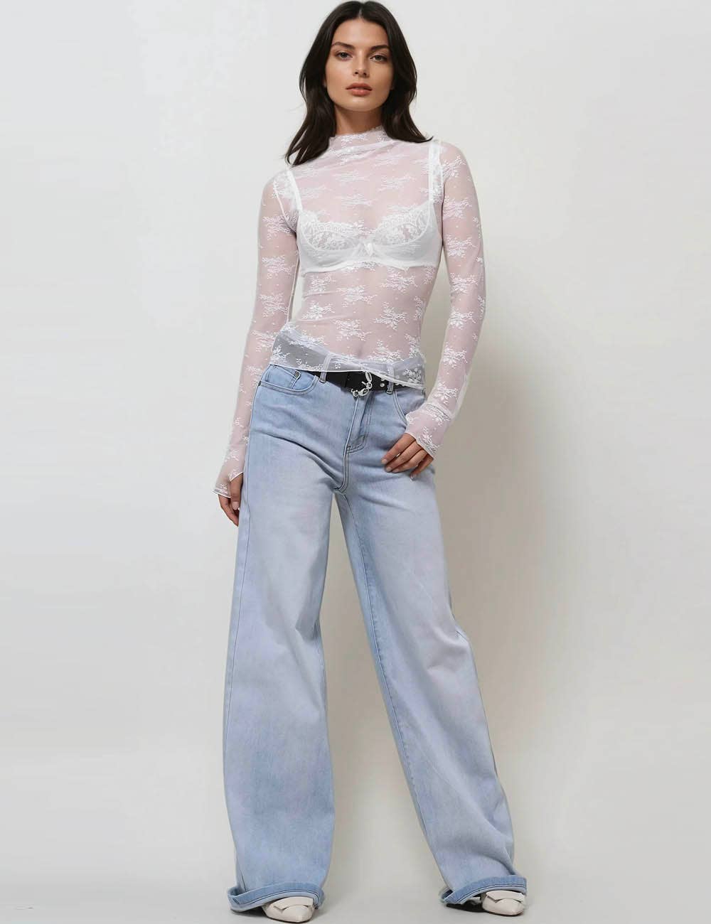 Lux Layering Floral Lace Top - White