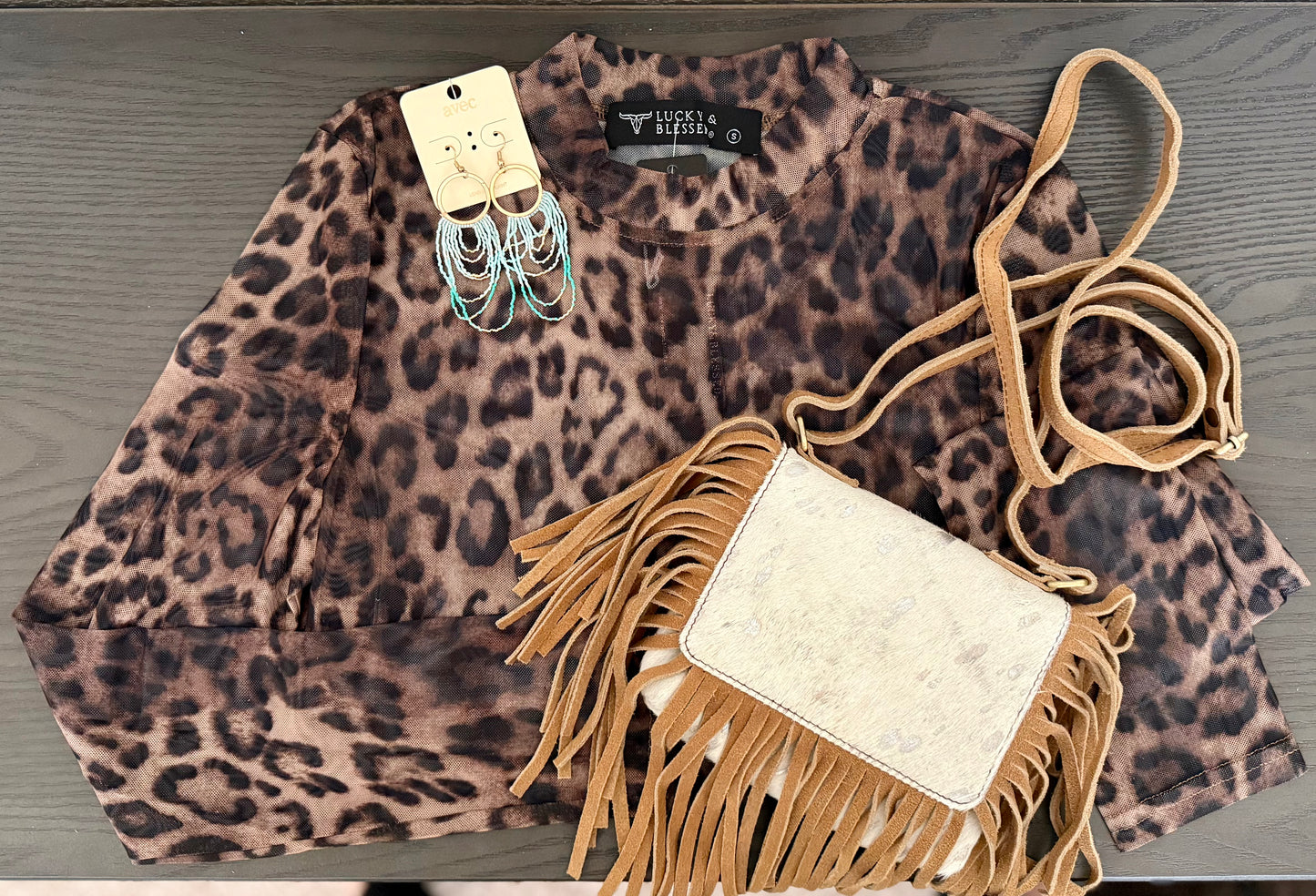 Sassy Leopard Long Sleeve Mesh Top